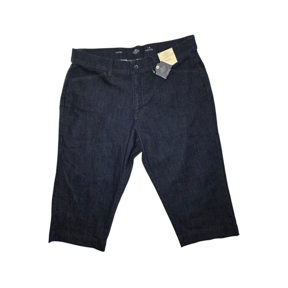St. John's Bay Dark‎ Wash Chambray Mid Rise Chino Capri Pants 12P NWT